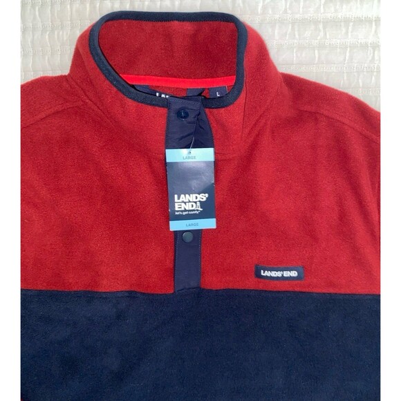 Land's End Men's Fleece Collar Long Sleeve Quarter Snap Button Up Jacket - Large - Picture 5 of 6